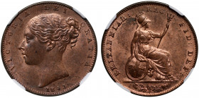 MS64 RB | Victoria (1837-1901), copper Farthing, 1843, Arabic 1 in date, young head left, date below, legend and toothed border surrounding, VICTORIA ...