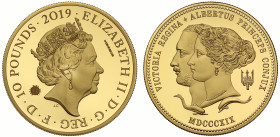 PF70 UCAM | Elizabeth II (1952 -), official Royal Mint unique trial piece, gold proof Five Ounce of Ten Pounds, 2019, struck in 999.9 fine gold, struc...