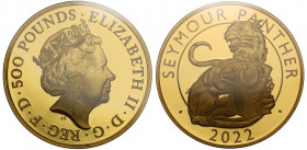 PF70 UCAM FDOI | Elizabeth II (1952 -), gold proof Ten Ounce of Five Hundred Pounds, 2022, 10 Ounces of 999.9 fine gold, from the Tudor Beasts series,...