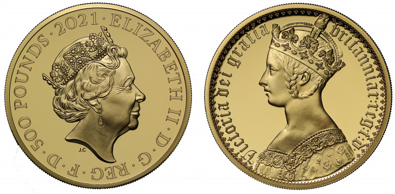 PF70 UCAM FDOI | Elizabeth II (1952 -), gold proof Five Ounce of Five Hundred Po...
