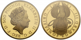 PF70 UCAM | Elizabeth II (1952 -), gold proof Five Ounces of Five Hundred Pounds, 2021, 5 Ounces of 999.9 fine gold, from the Queen’s Beasts series, J...