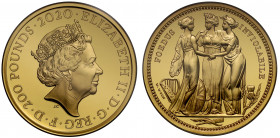 PR70 DCAM | Elizabeth II (1952 -), gold proof Two Ounce of Two Hundred Pounds, 2020, 2 Ounces of 999.9 fine gold, from the Great Engravers series, com...