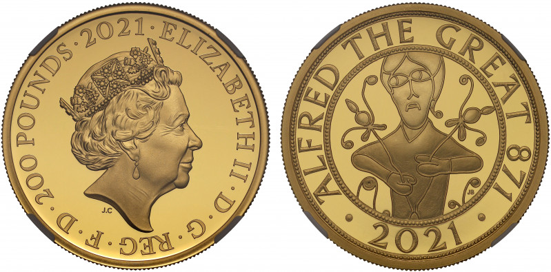 PF70 UCAM FDOI | Elizabeth II (1952 -), gold proof Two Ounces of Two Hundred Pou...