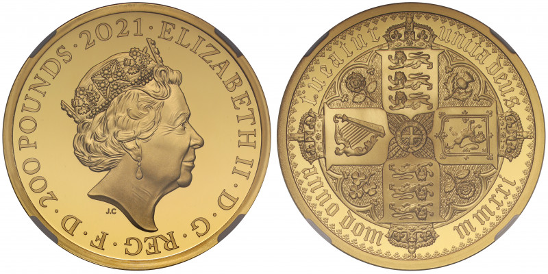 PF70 UCAM FR | Elizabeth II (1952 -), gold proof Plain Edge Two Ounces of Two Hu...