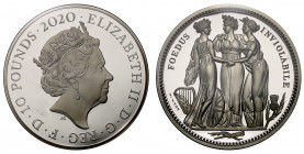 PF70 UCAM FR | Elizabeth II (1952 -), silver proof Ten Ounce of Ten Pounds, 2020, 10 Ounces of fine silver, from the Great Engravers series, commemora...