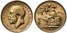 George V (1910-36), gold Sovereign, 1924 S, Sydney Mint, Australia, bare head left, B.M. on truncation, GEORGIVS V D.G. BRITT: OMN: REX F.D. IND: IMP:...