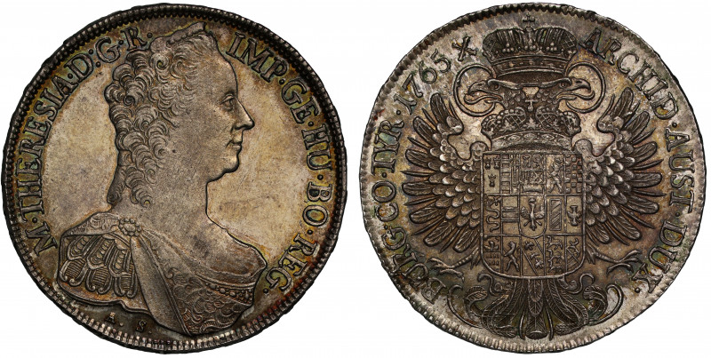 MS61 | Austria, Maria Theresa (1740-80), silver Taler, 1765 AS, Hall, M . THERES...