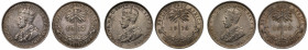British West Africa, George V (1910-36), silver Two Shillings (3), Heaton mint, 1915 H, 1916 H, 1919 H (KM 13). Good fine to nearly extremely fine. (3...