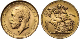 MS63 | Canada, George V (1910-36), gold Sovereign, 1911 C, Ottawa Mint, Canada, bare head left, B.M. on truncation for Bertram Mackennal, GEORGIVS V D...