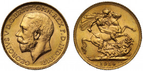 MS64 | Canada, George V (1910-36), gold Sovereign, 1914 C, Ottawa Mint, Canada, bare head left, B.M. on truncation, GEORGIVS V D.G. BRITT: OMN: REX F....