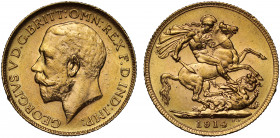 MS62 | Canada, George V (1910-36), gold Sovereign, 1914 C, Ottawa Mint, Canada, bare head left, B.M. on truncation, GEORGIVS V D.G. BRITT: OMN: REX F....
