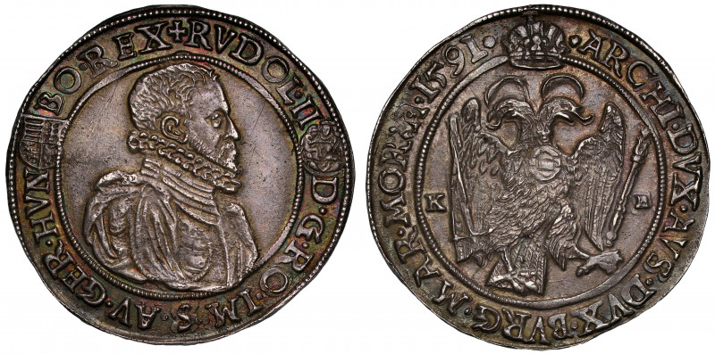 MS62 | Hungary, Rudolf II (1576-1612), silver Taler, 1591 KB, Kremnitz, + RUDOL ...