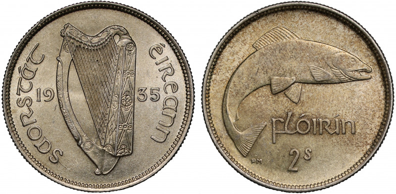 MS63 | Ireland, Republic, Florin, 1935, harp dividing legend and date, éire, rev...