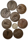 Ireland, Republic, Threepence, 1943 (KM 12a); Pennies (8), 1928, 1931, 1935, 1937 (2) (KM 3), 1942, 1949, 1968 (KM 11). The 1931 Penny extremely fine,...