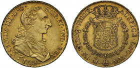 Mexico, Charles III (1759-88), gold 8 Escudos, 1763 MM, Mexico City mint, draped and cuirassed bust right with ‘rat nose’, date below, Latin legend su...