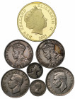 New Zealand, George V, silver Florin (2), 1933, 1934 (KM 4); Threepence, 1933, (KM 1); George VI, Florin (2), 1942 (KM 10.1), 1948 (KM 18); Elizabeth ...