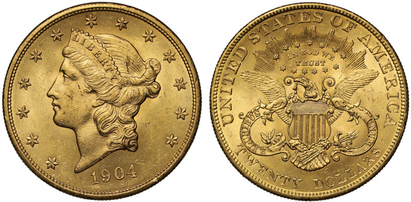 MS63 | USA, gold Twenty Dollars or Double Eagle, 1904, Philadelphia mint, bust o...