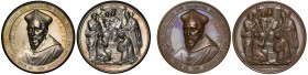 Ushaw College, seminary, formerly St Cuthbert’s College, unnamed prize medals (2), 1858, by C. F. Voigt, in silver, bust of Cardinal William Allen, GV...