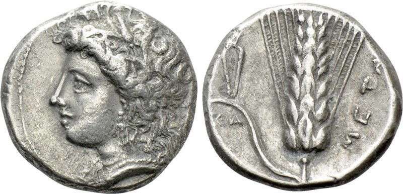 LUCANIA. Metapontion. Nomos (Circa 330-290 BC). 

Obv: Head of Demeter left, w...