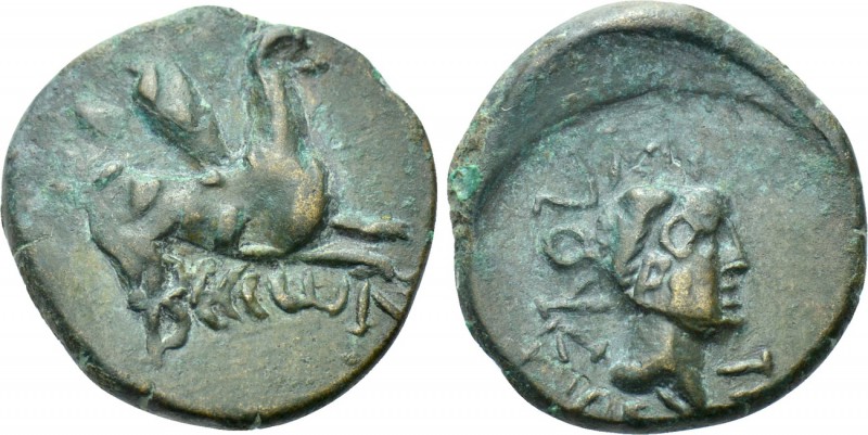 THRACE. Abdera. Ae (Circa 311-280 BC). 

Obv: Griffin reclining right.
Rev: H...