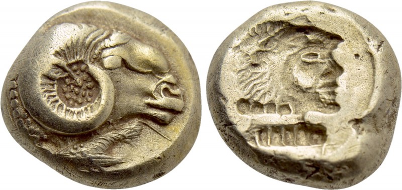 LESBOS. Mytilene. EL Hekte (Circa 521-478 BC). 

Obv: Head of ram right; below...