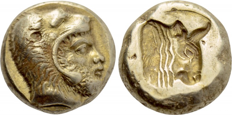 LESBOS. Mytilene. EL Hekte (Circa 478-455 BC).

Obv: Head of Herakles right, w...