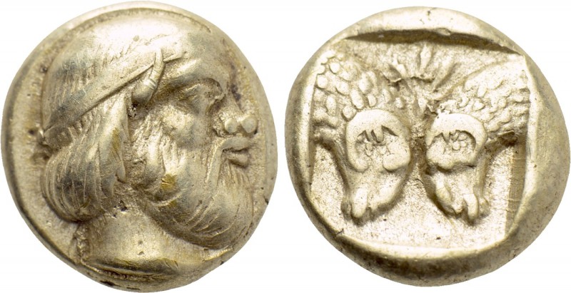 LESBOS. Mytilene. EL Hekte (Circa 454-428/7 BC). 

Obv: Diademed head of Silen...