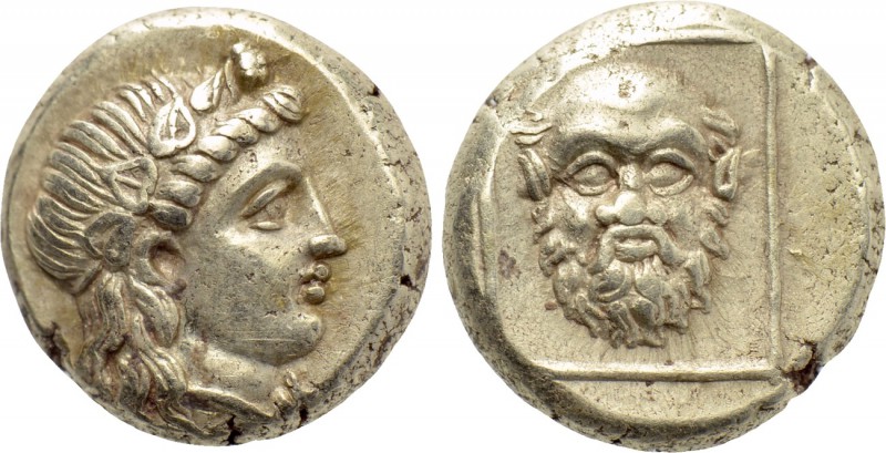 LESBOS. Mytilene. EL Hekte (Circa 377-326 BC). 

Obv: Head of Dionysos right, ...