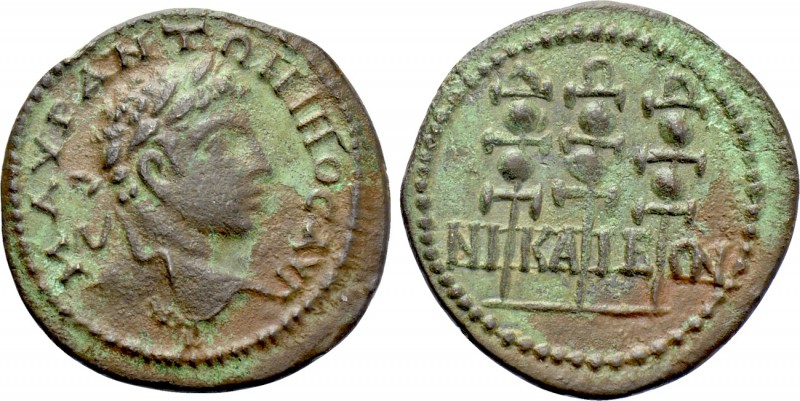 BITHYNIA. Nicaea. Caracalla (198-217). Ae. 

Obv: M AVP ANTΩNINOC AVΓ. 
Laure...