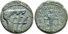 IONIA. Ephesus. Mark Antony, Octavian and Lepidus (40-39 BC). Ae 1/2 Unit. Glaukon, archiereos and grammateos, with Euthykrates as magistrate.