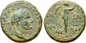 JUDAEA. Herodians. Agrippa II with Titus (Circa 50-100). Ae. Caesarea Maritima. Dated RY 14 of the second era of Agrippa II (73/4).