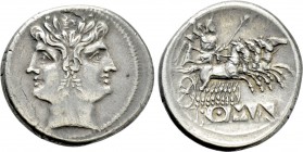ANONYMOUS. Didrachm or Quadrigatus (Circa 225-214 BC). Uncertain mint.