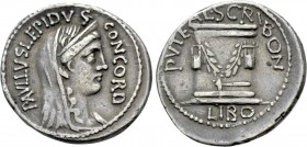 L. AEMILIUS LEPIDUS PAULLUS and L. SCRIBONIUS LIBO. Denarius (62 BC). Rome.