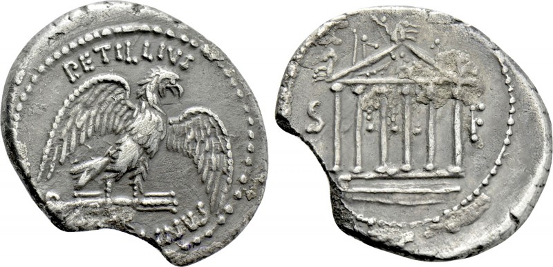 PETILLIUS CAPITOLINUS (41 BC). Denarius. Rome. 

Obv: PETILLIVS / CAPITOLINVS....
