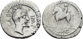 OCTAVIAN. Denarius (43 BC). Military mint traveling with Octavian in Cisalpine Gaul.
