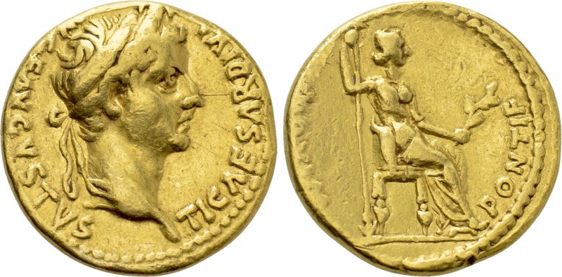 TIBERIUS (14-37). GOLD Aureus. "Tribute Penny" type. Lugdunum. 

Obv: TI CAESA...