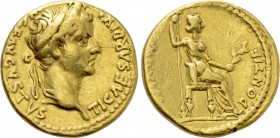 TIBERIUS (14-37). GOLD Aureus. "Tribute Penny" type. Lugdunum.
