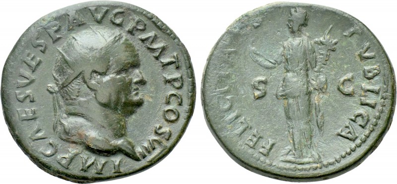 VESPASIAN (69-79). Dupondius. Rome. 

Obv: IMP CAES VESP AVG P M T P COS VII. ...