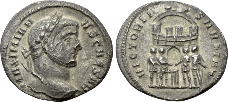 GALERIUS (Caesar, 293-305). Argenteus. Ticinum. 

Obv: MAXIMIANVS CAESAR. 
La...