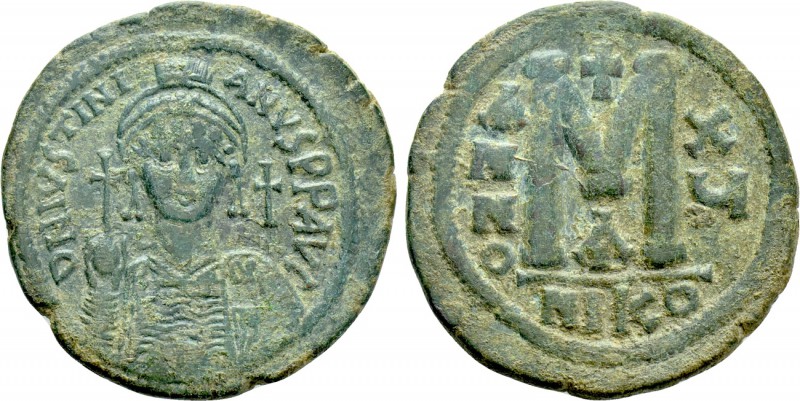 JUSTINIAN I (527-565). Follis. Nicomedia. Dated RY 15 (541/2). 

Obv: D N IVST...