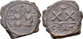 PHOCAS with LEONTIA (602-610). Half Follis. Constantinople.