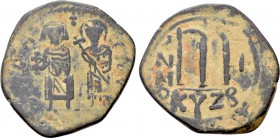 PHOCAS with LEONTIA (602-610). Follis. Cyzicus. Dated RY 1 (602/3).
