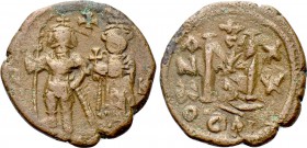 HERACLIUS with HERACLIUS CONSTANTINE (610-641). Follis. Constantinople. Dated RY 20 (629/30).