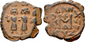 HERACLIUS with HERACLIUS CONSTANTINE and MARTINA (610-641). Follis. Cyzicus. Uncertain RY date.