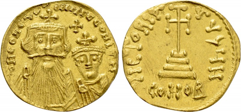 CONSTANS II with CONSTANTINE IV (641-668). GOLD Solidus. Constantinople. 

Obv...