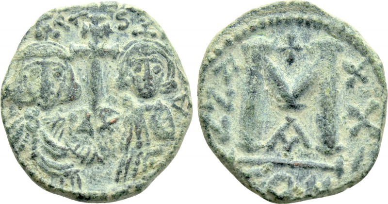 JUSTINIAN II with TIBERIUS (Second reign, 705-711). Constantinople. Dated RY 21 ...