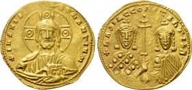 BASIL II BULGAROKTONOS with CONSTANTINE VIII (976-1025). GOLD Histamenon Nomisma. Constantinople.