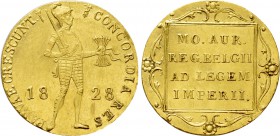 BELGIUM. William I (1815-1830). GOLD Ducat (1828). Brussels.