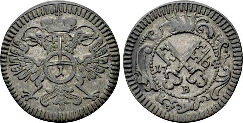 GERMANY. Regensburg. Kreuzer (1764-B). 

Obv: Imperial eagle, with orb on brea...