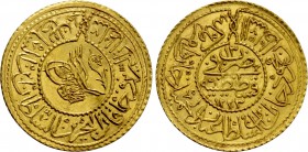 OTTOMAN EMPIRE. Mahmud II (AH 1223-1255 / 1808-1839 AD). GOLD Tek Altın. Qustantiniya (Constantinople). Dated AH 1223//13 (1820/1 AD).